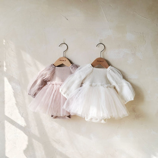 Infant Mesh Puff Sleeve Princess Dress