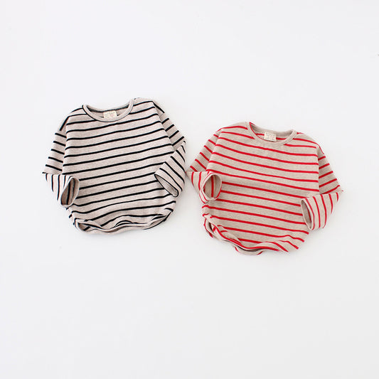 Striped Cotton Long Sleeve T Shirt