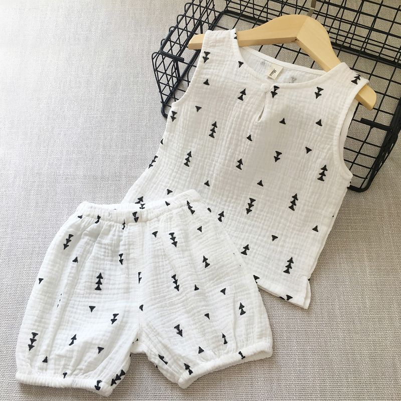 Boys' Cotton Gauze Vest Shorts Set