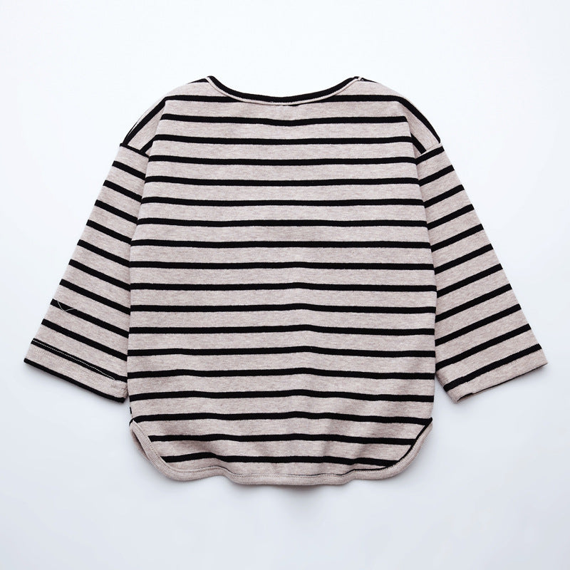 Striped Cotton Long Sleeve T Shirt