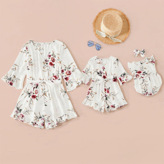 Flower mother child Romper