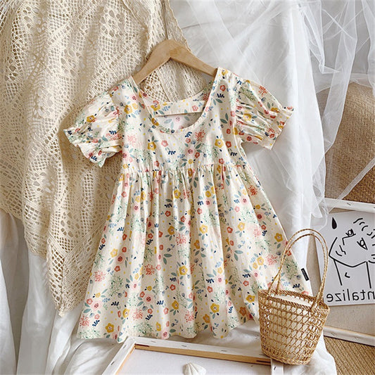 Girls Floral Dress Pastoral Style Princess Dress