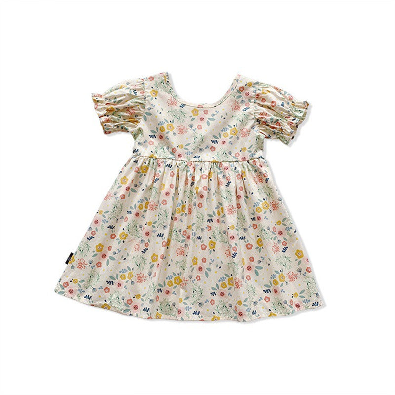 Girls Floral Dress Pastoral Style Princess Dress