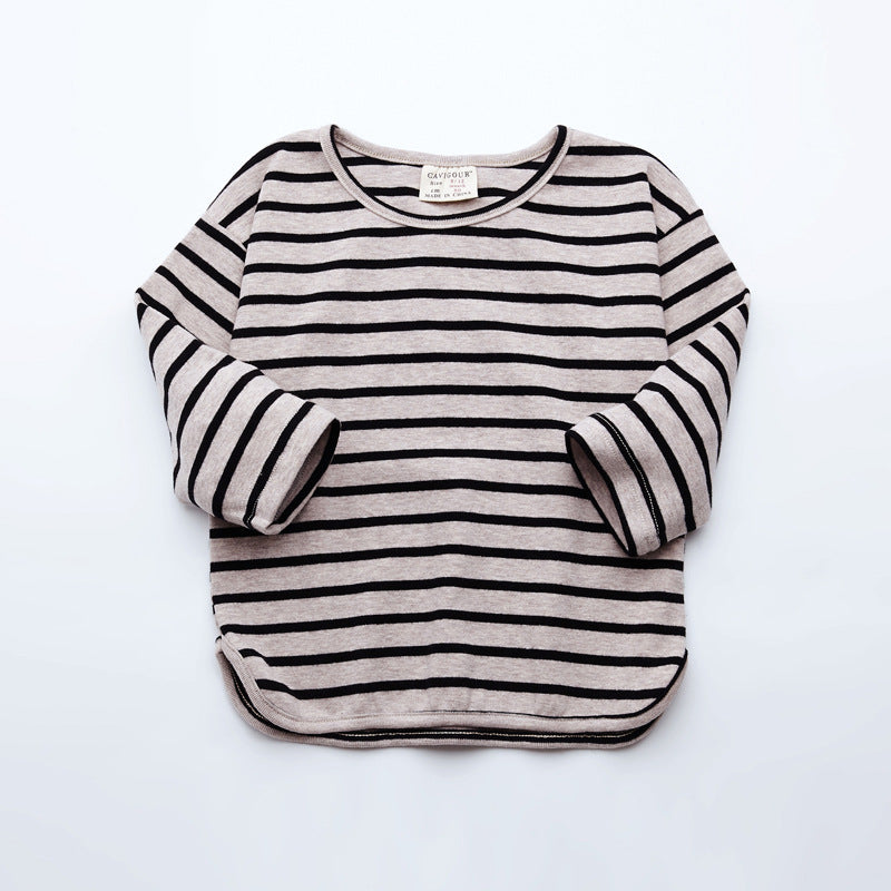 Striped Cotton Long Sleeve T Shirt