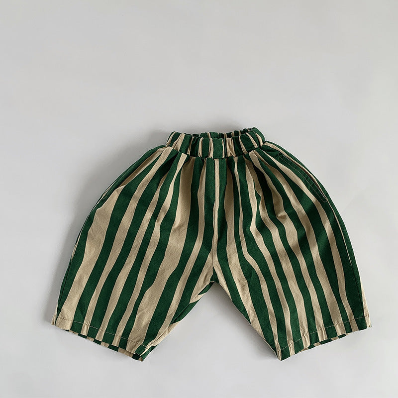 Pure Cotton Breathable Irregular Striped Shorts