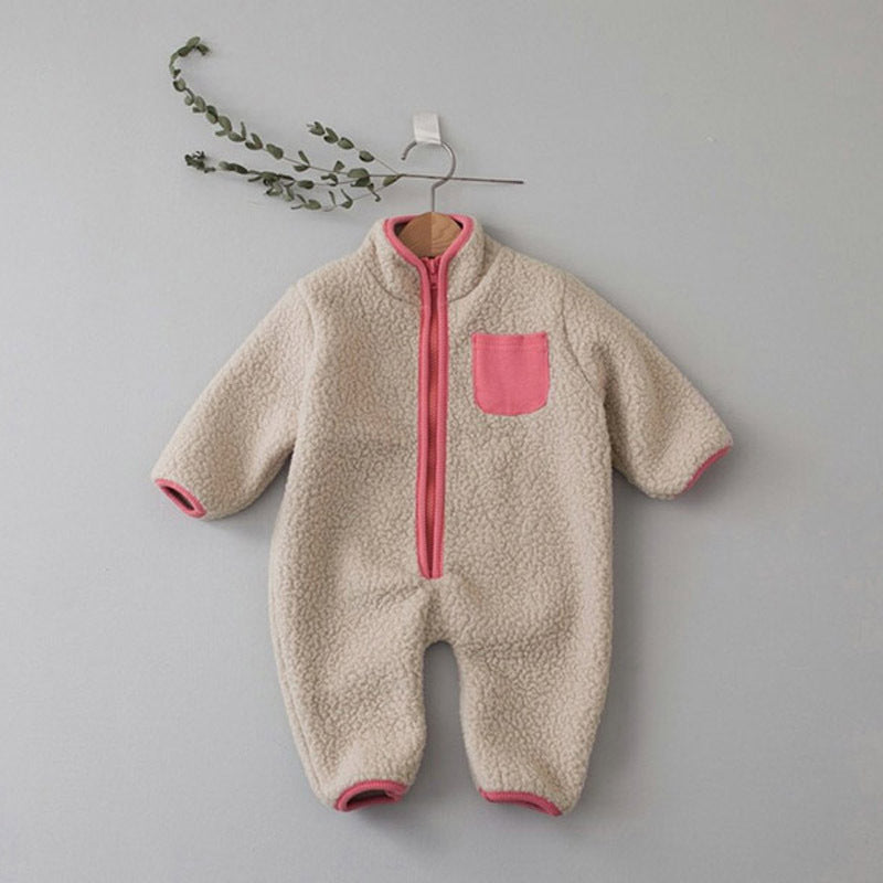 Winter Children's Warm Berber Fleece Jumpsuit