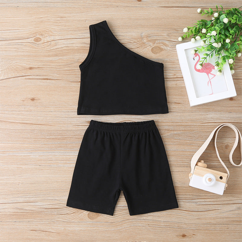 Toddler Sleeveless Off Shoulder Top Shorts Set