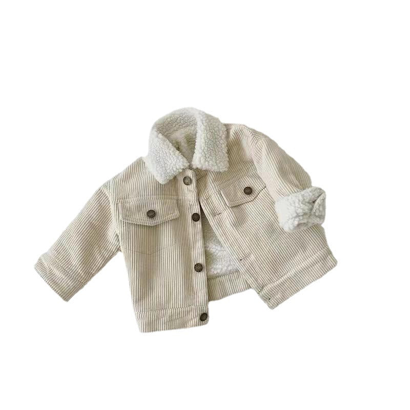 Kids' Overcoat Fleece-lined Thickened Lamb Wool Corduroy Clothes