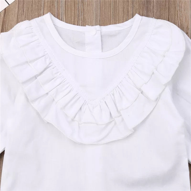 Children's Clothing Spring And Autumn Infant Toddler Fresh White Jersey Denim Skirt Suit