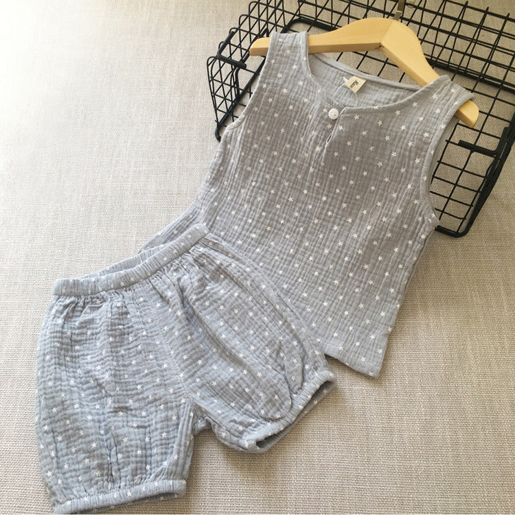 Boys' Cotton Gauze Vest Shorts Set