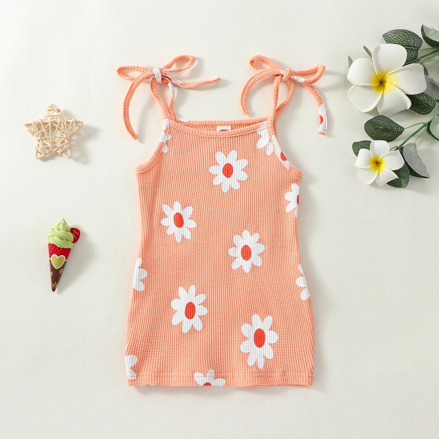 Girl Flower Lace Up Casual Dress