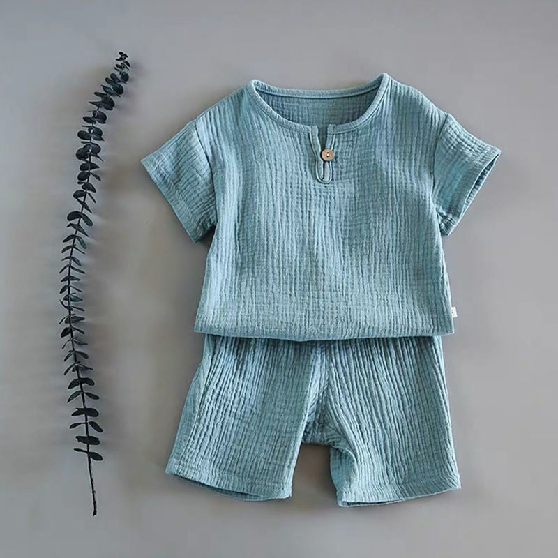 Children's Clothing Boys And Girls Baby Short-sleeved Clothing Suit Pure Cotton