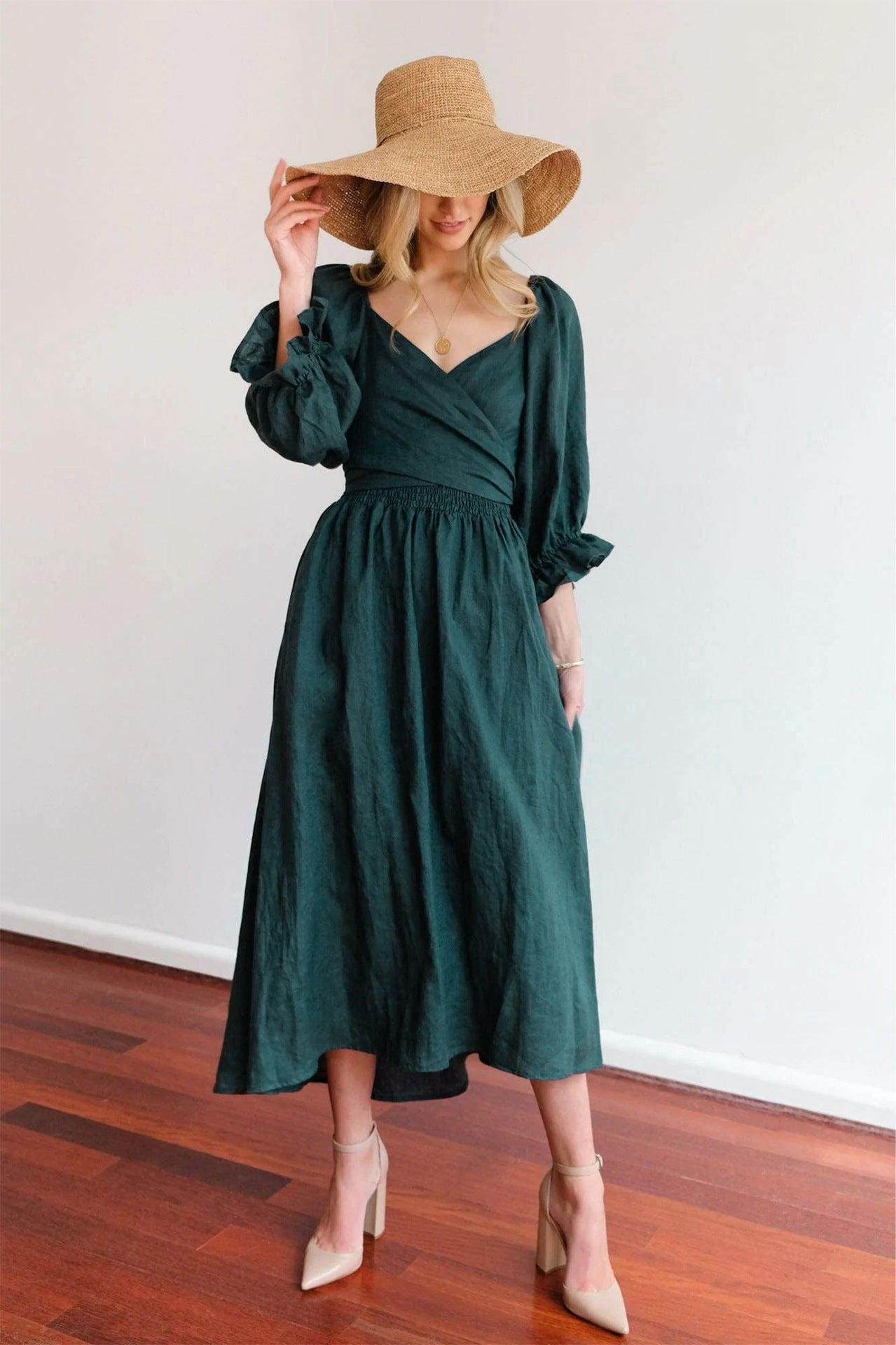 Tie Cord Waist Belt Ruffle Dress