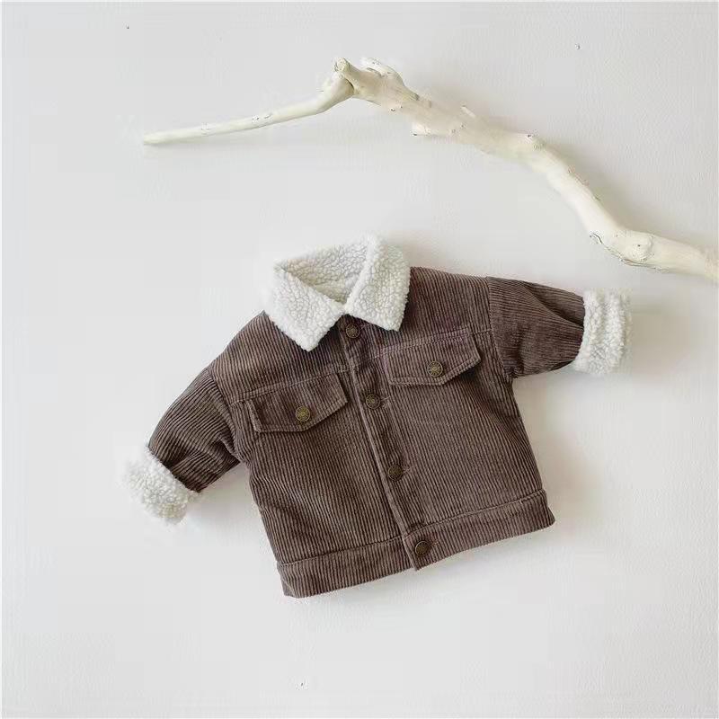 Kids' Overcoat Fleece-lined Thickened Lamb Wool Corduroy Clothes