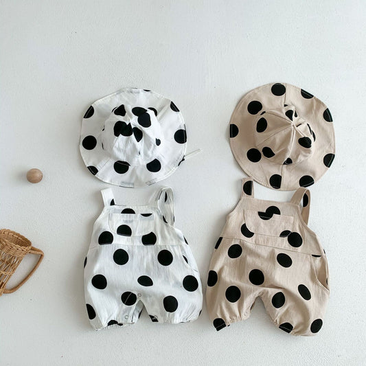 POLKA DOT Overalls Jumpsuit With Hat