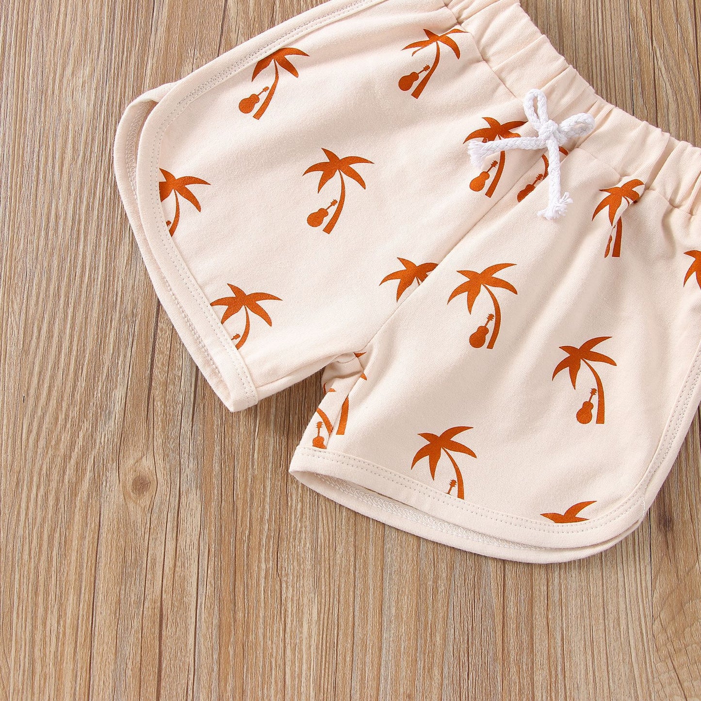 Children's Cotton Suit Coconut Printed Top And Shorts Two-piece Set