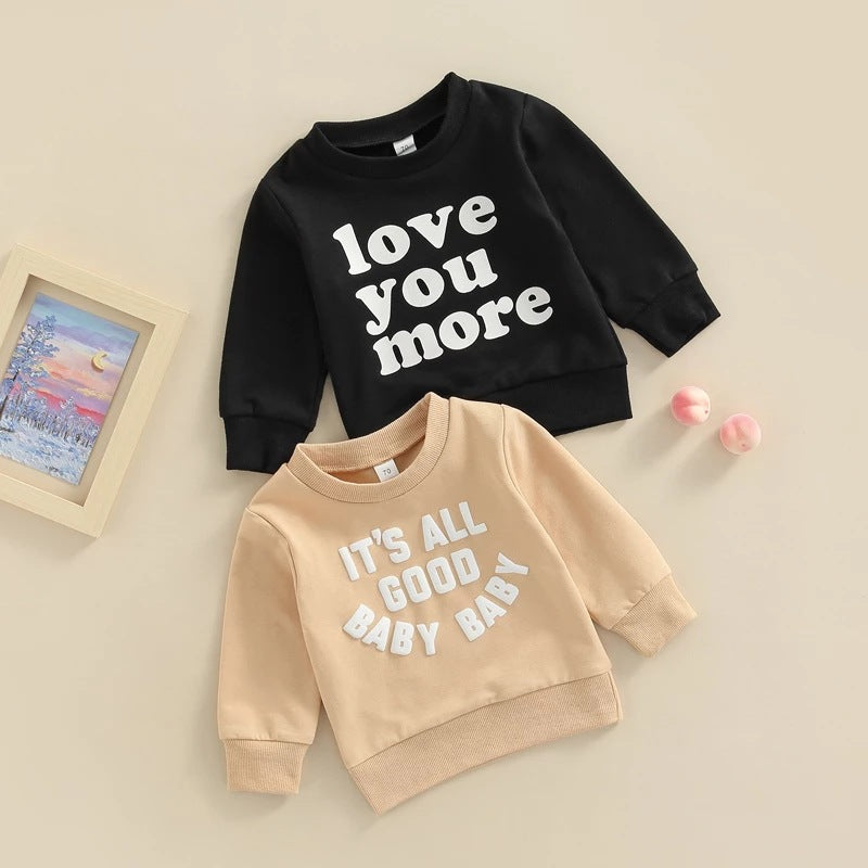 Infants And Toddlers Casual Letters Long-sleeved T-shirt Sweatshirt