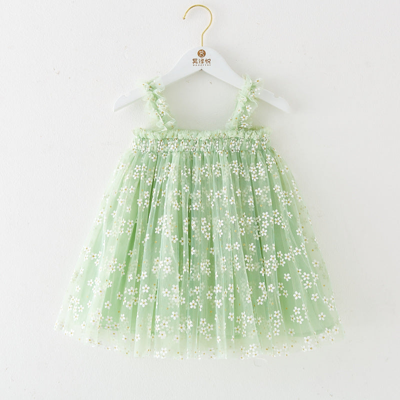 Summer Girls' Sweet Spaghetti-strap Gauze Skirt