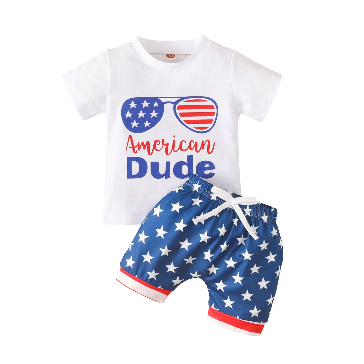 New European And American Boys Alphabet Print Star Stripe Suit