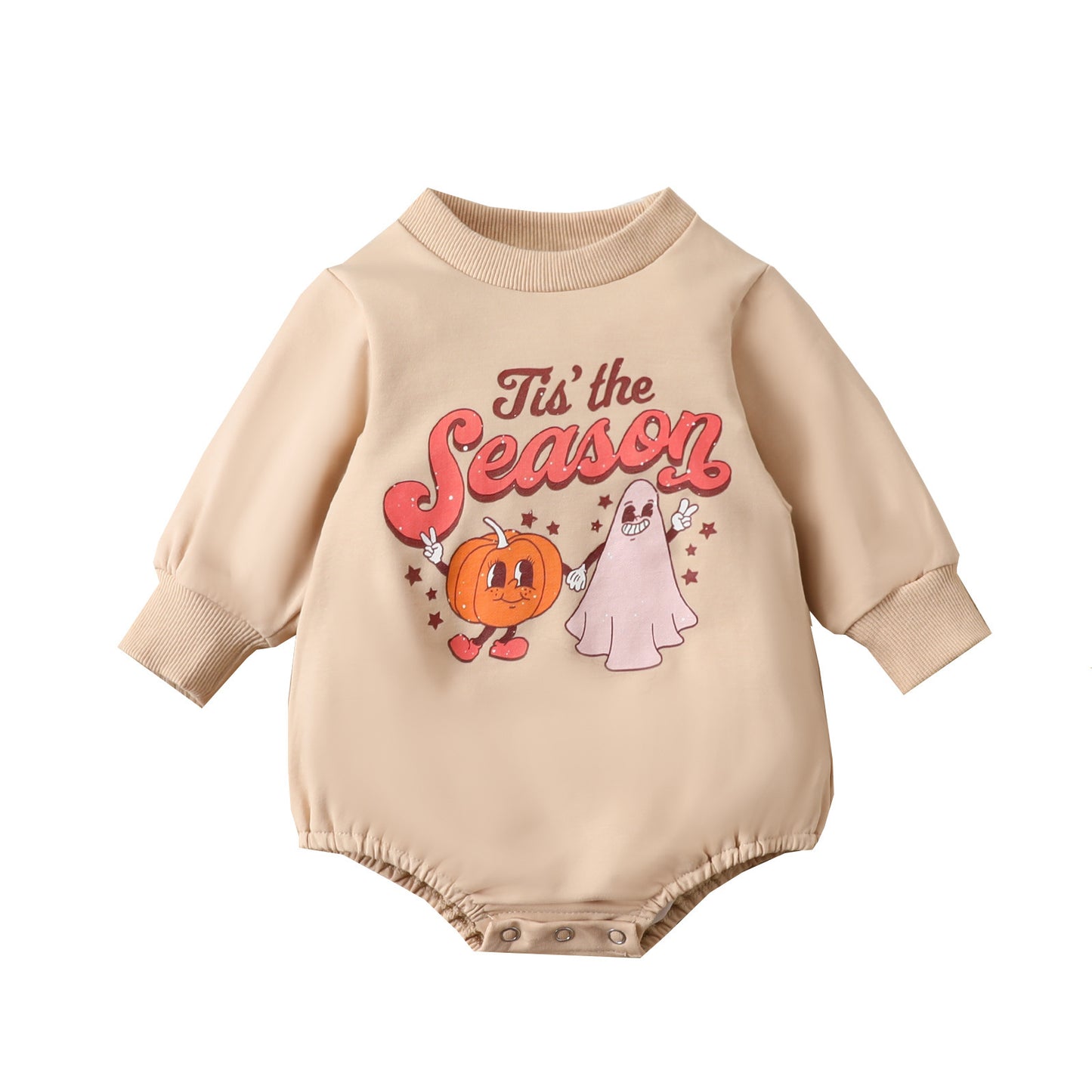 Halloween Pumpkin Alphabet Cartoon Romper Long Sleeve