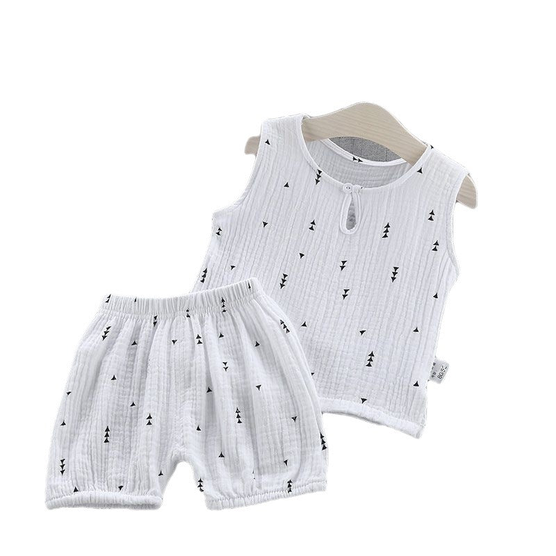 Boys' Cotton Gauze Vest Shorts Set