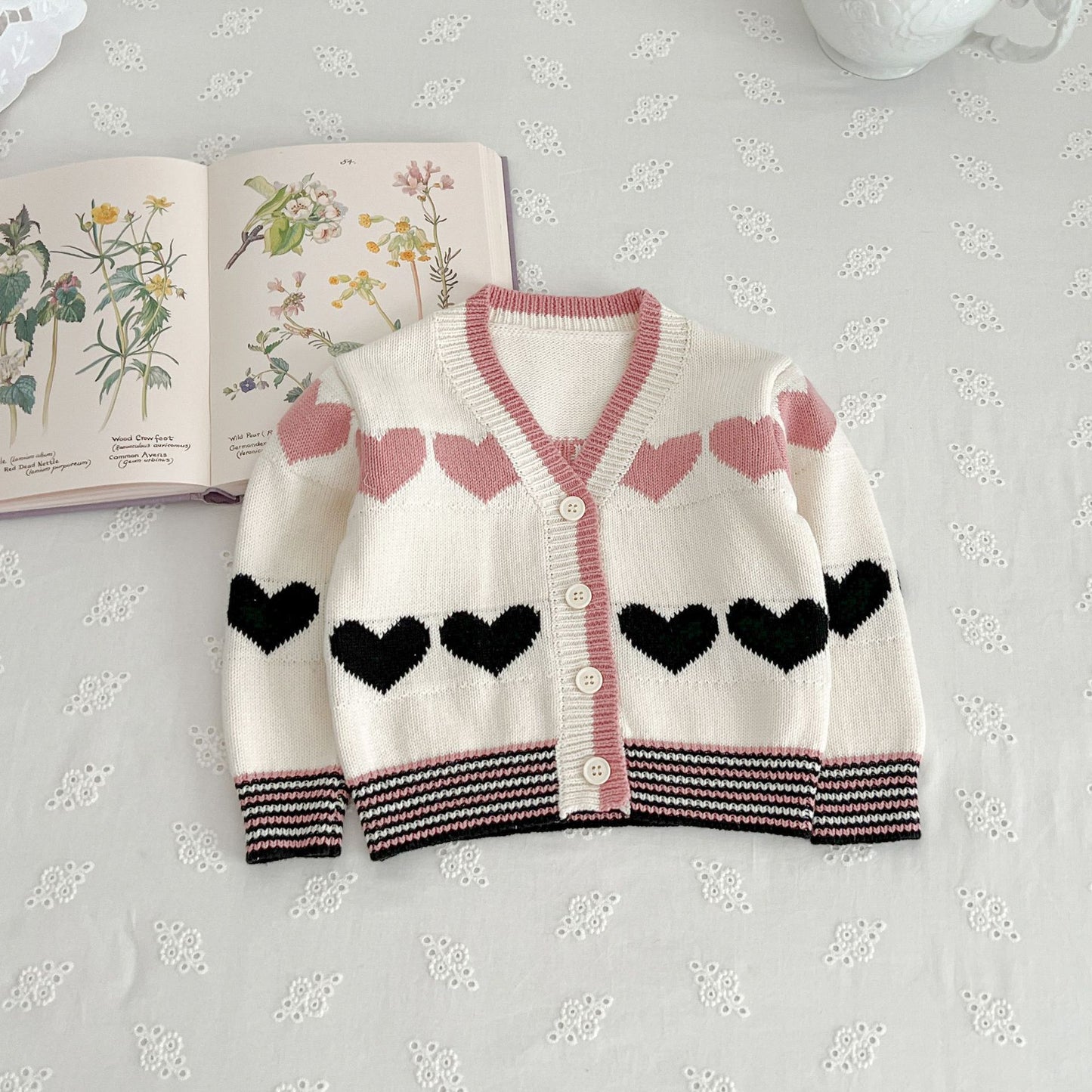 Love Long-sleeved Coat Knitted Suspender Romper