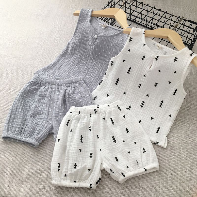 Boys' Cotton Gauze Vest Shorts Set