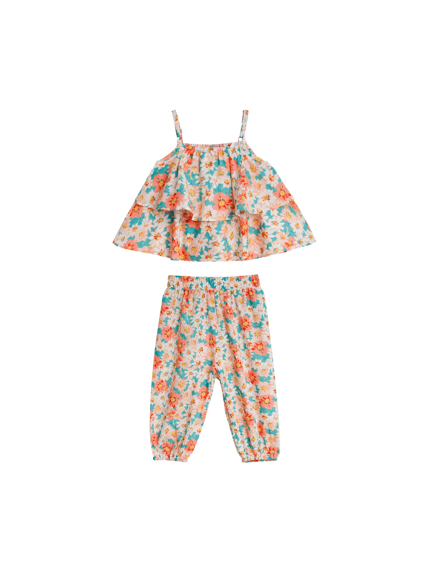 Floral Vest  Pants Two-piece Set