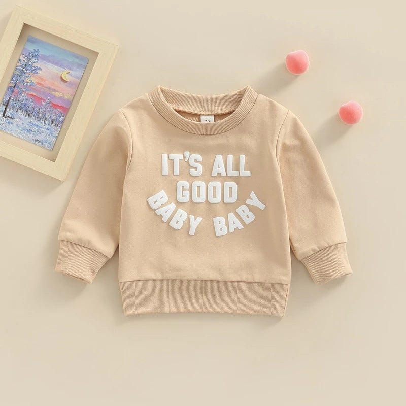 Infants And Toddlers Casual Letters Long-sleeved T-shirt Sweatshirt