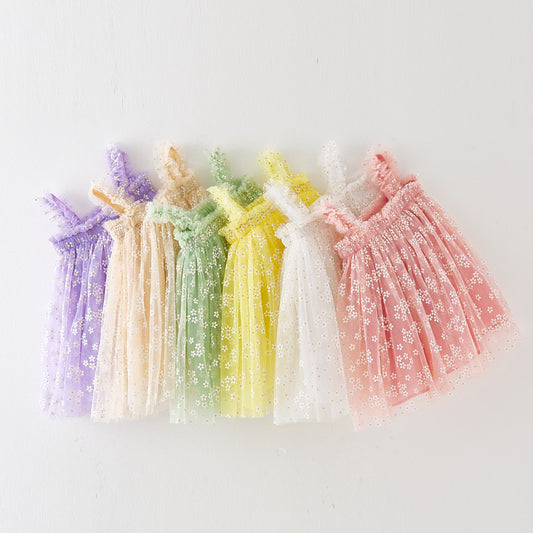 Summer Girls' Sweet Spaghetti-strap Gauze Skirt