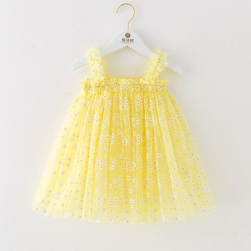 Summer Girls' Sweet Spaghetti-strap Gauze Skirt