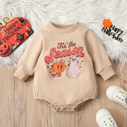 Halloween Pumpkin Alphabet Cartoon Romper Long Sleeve