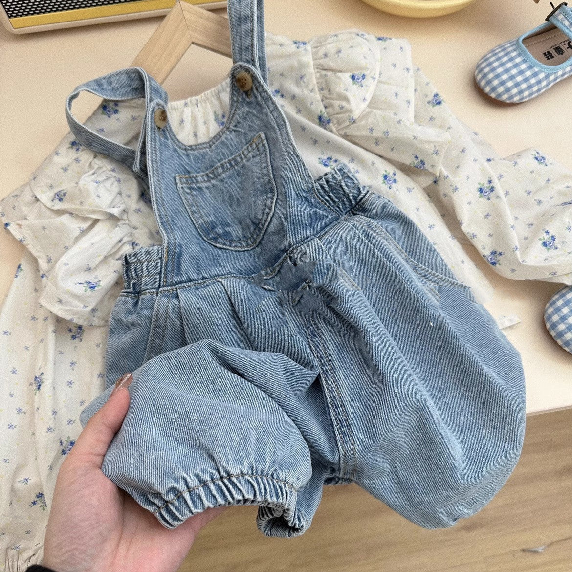 Denim overall Shorts