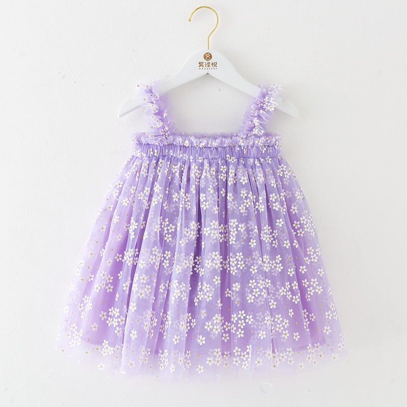 Summer Girls' Sweet Spaghetti-strap Gauze Skirt