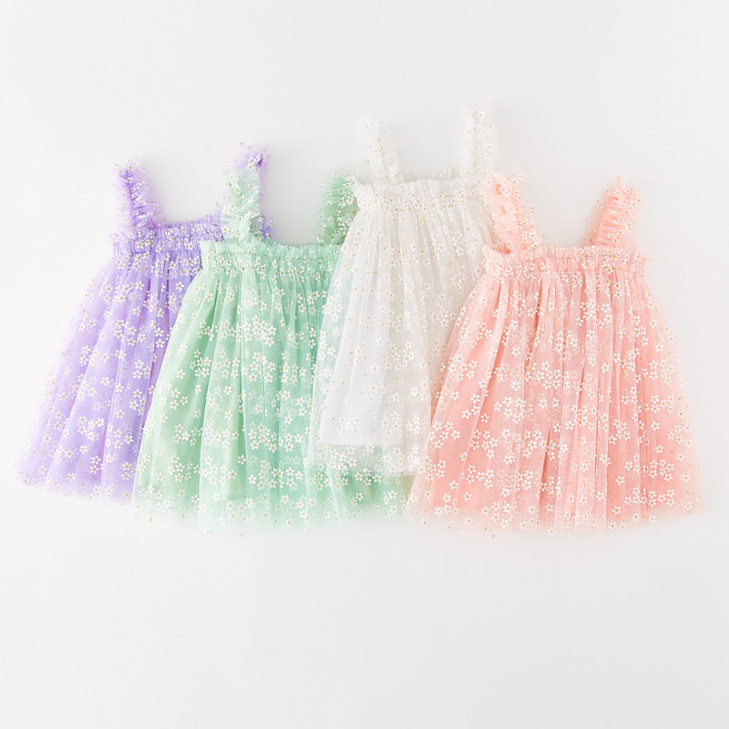 Summer Girls' Sweet Spaghetti-strap Gauze Skirt