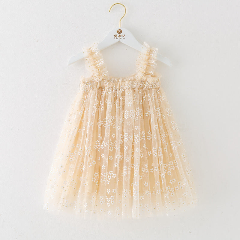 Summer Girls' Sweet Spaghetti-strap Gauze Skirt