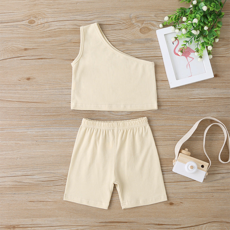 Toddler Sleeveless Off Shoulder Top Shorts Set