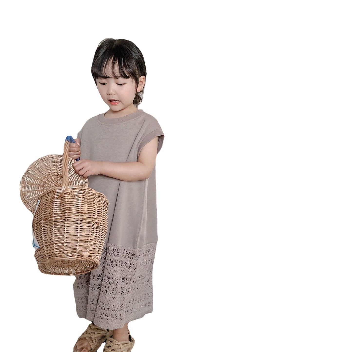 Children Crochet Stitching Dress Western Style Cute