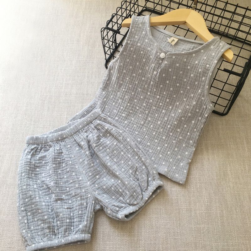 Boys' Cotton Gauze Vest Shorts Set