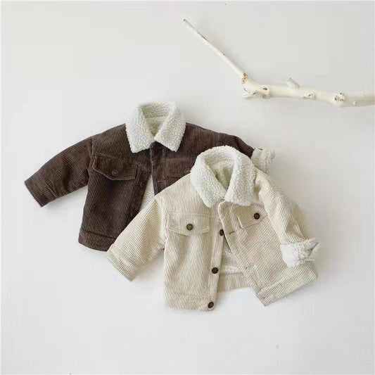 Kids' Overcoat Fleece-lined Thickened Lamb Wool Corduroy Clothes