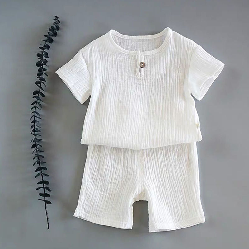 Children's Clothing Boys And Girls Baby Short-sleeved Clothing Suit Pure Cotton