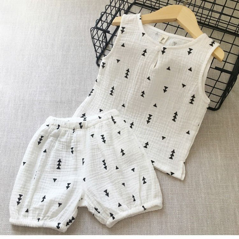 Boys' Cotton Gauze Vest Shorts Set