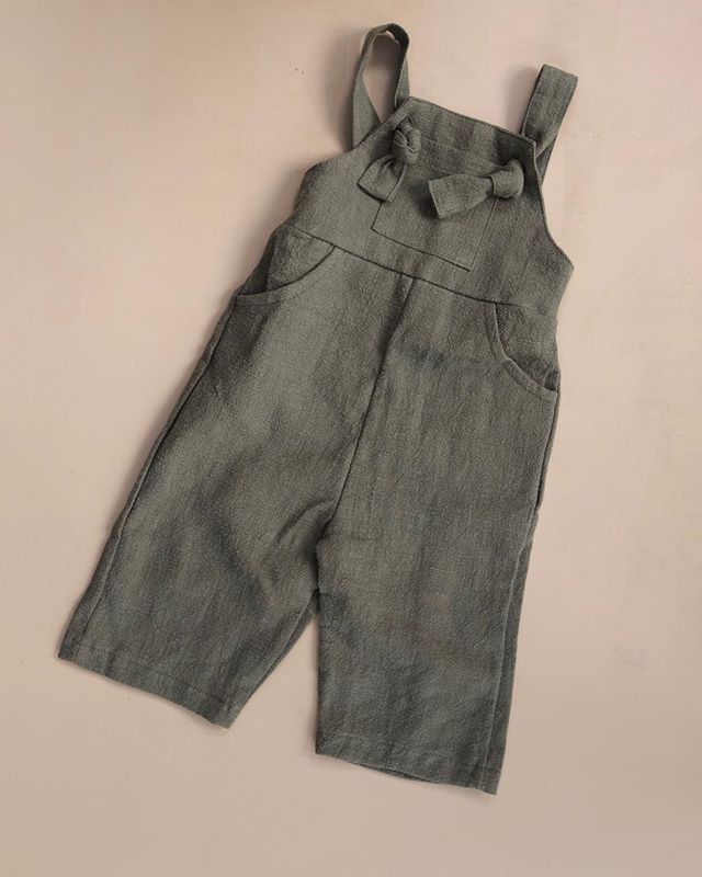 Girls' Summer Suspender Pants Suit Solid Color Short Sleeve