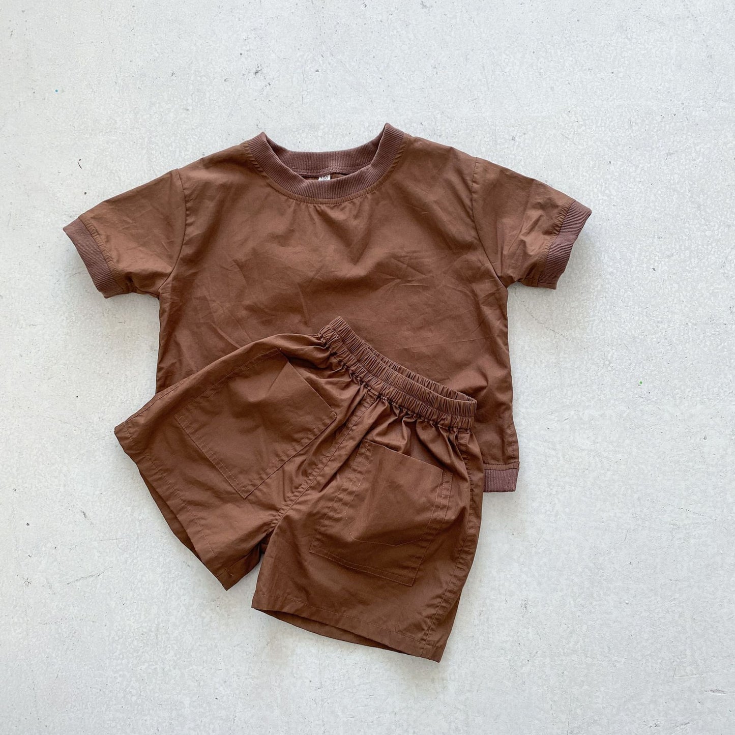 New Japanese Style Simple Loose Pure Cotton Baby Short-sleeved Shorts Two-piece Set