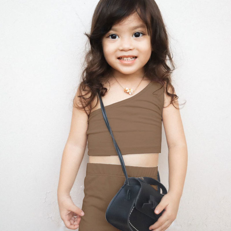 Toddler Sleeveless Off Shoulder Top Shorts Set