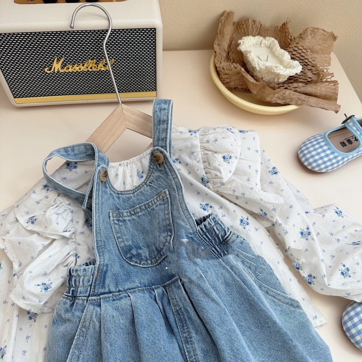 Denim overall Shorts