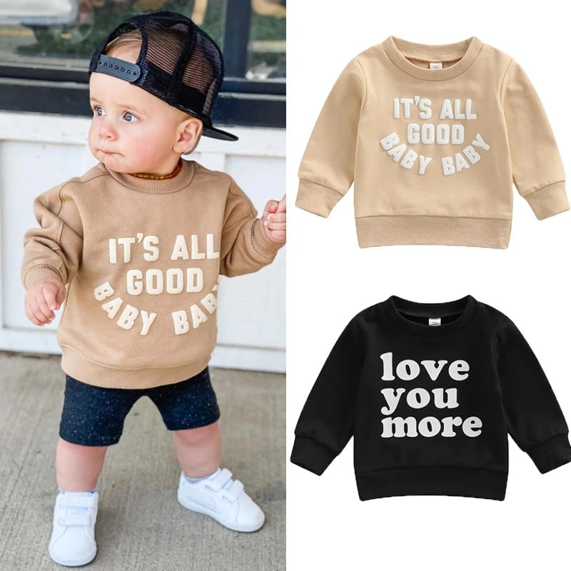 Infants And Toddlers Casual Letters Long-sleeved T-shirt Sweatshirt